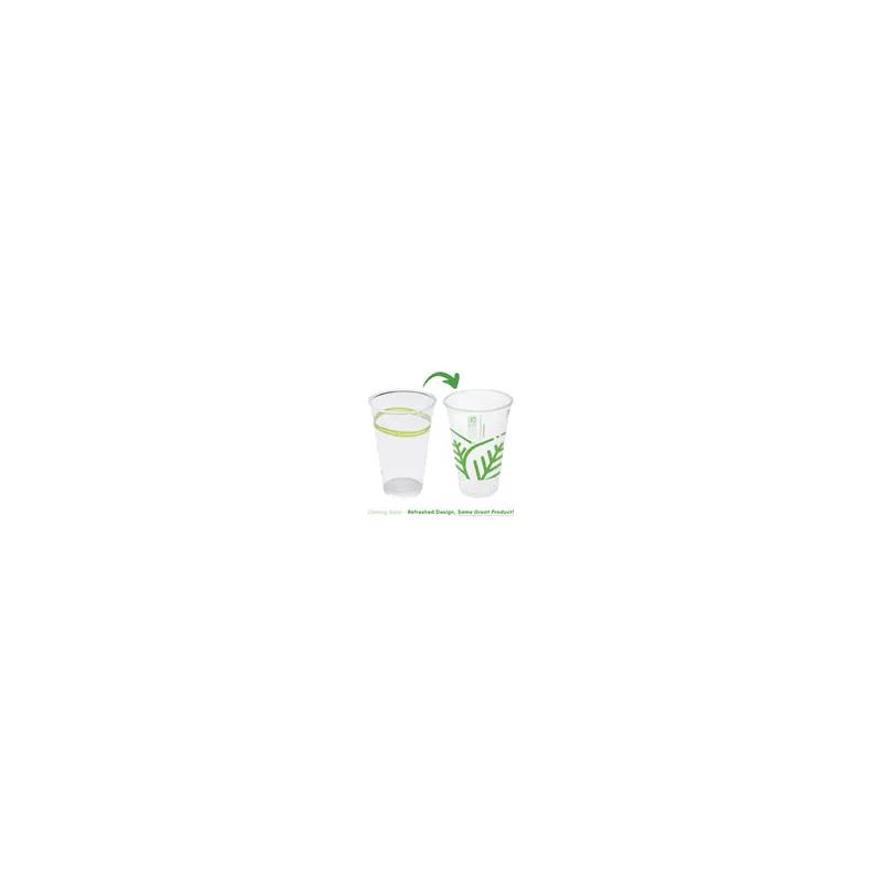 Cold Cup 24 FLOZ PLA Clear Green Stripe Generic 50 Count/Pack 12 Packs/Case 600 Count/Case