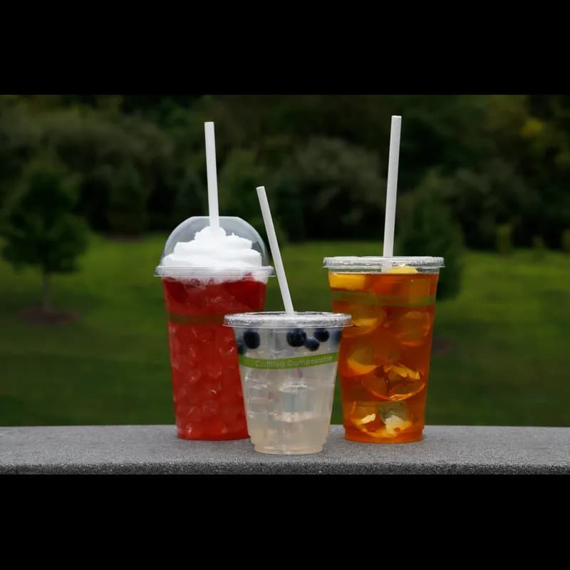 Cold Cup 24 FLOZ PLA Clear Green Stripe Generic 50 Count/Pack 12 Packs/Case 600 Count/Case