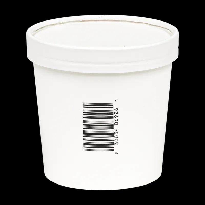 Soup Food Container 24 OZ Paperboard White With Barcode Leak Resistant 500/Case