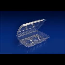 Cupcake Hinged Container 6 Compartment Clear Rectangle Low & Slim Profile 300/Case