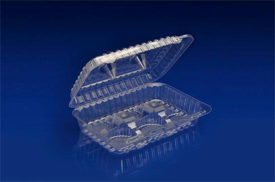 Cupcake Hinged Container 6 Compartment Clear Rectangle Low & Slim Profile 300/Case