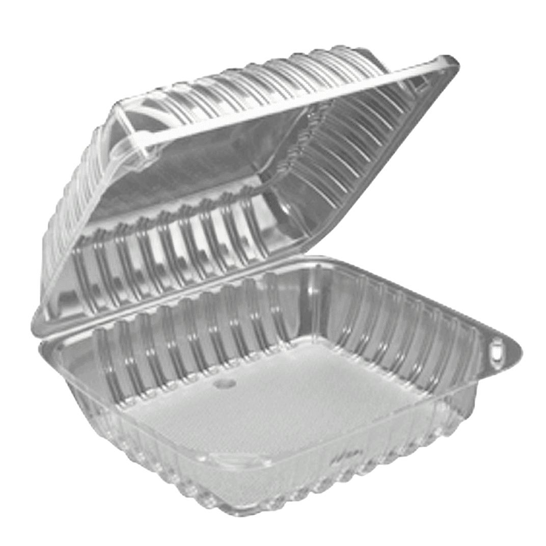 Take-Out Container Hinged 8X8X3.5 IN Plastic Clear 250/Case