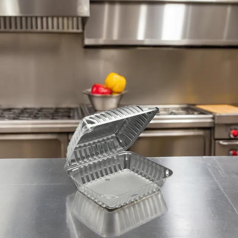 Take-Out Container Hinged 8X8X3.5 IN Plastic Clear 250/Case