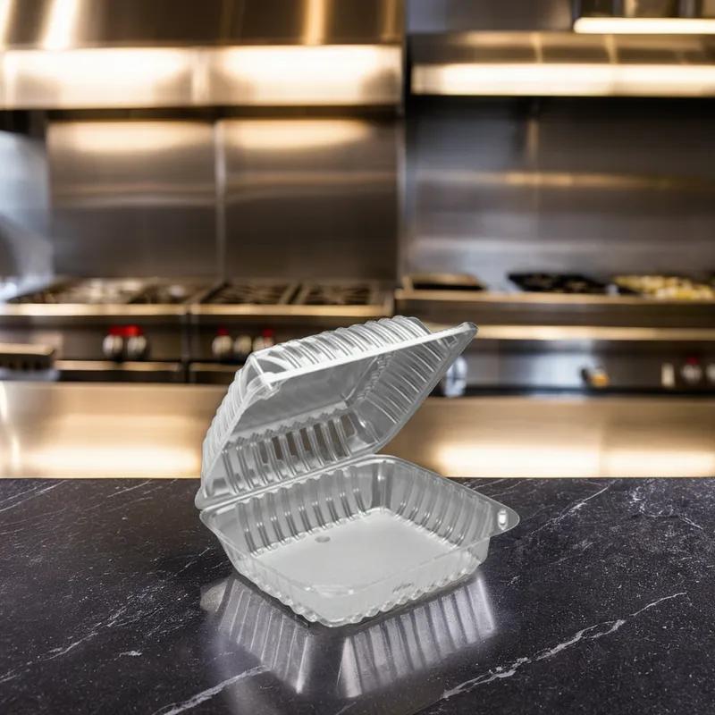 Take-Out Container Hinged 8X8X3.5 IN Plastic Clear 250/Case