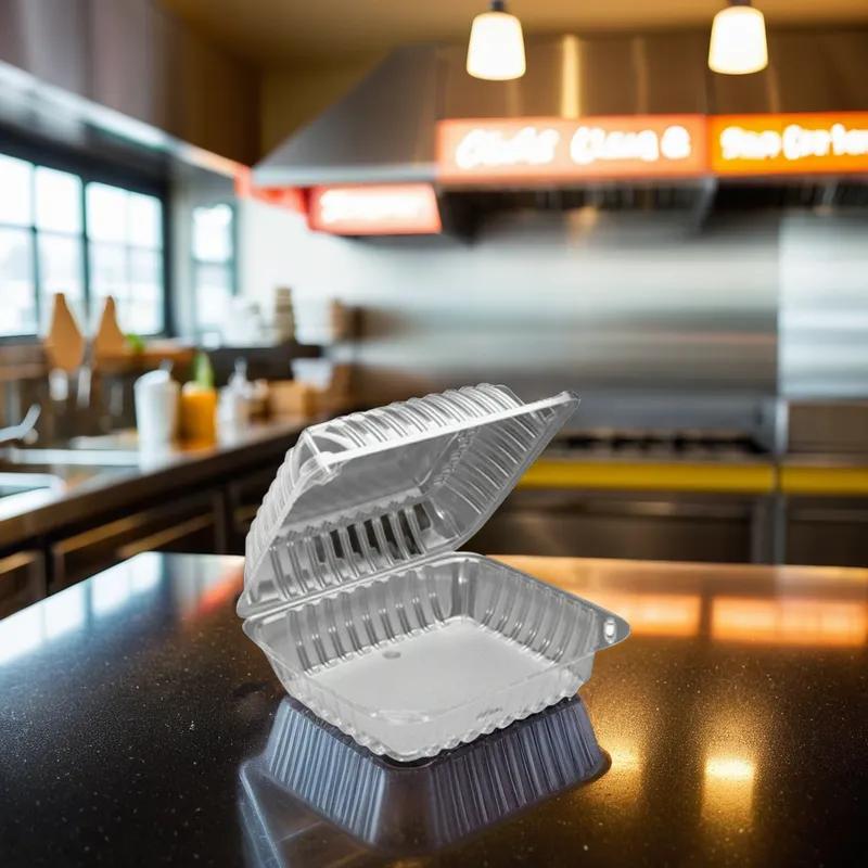 Take-Out Container Hinged 8X8X3.5 IN Plastic Clear 250/Case