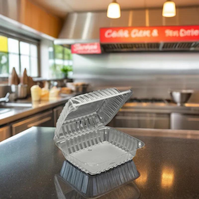 Take-Out Container Hinged 8X8X3.5 IN Plastic Clear 250/Case