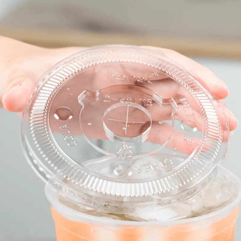 Karat® Lid PET Clear For 44 FLOZ Paper Cold Cup Straw Slot 1000/Case