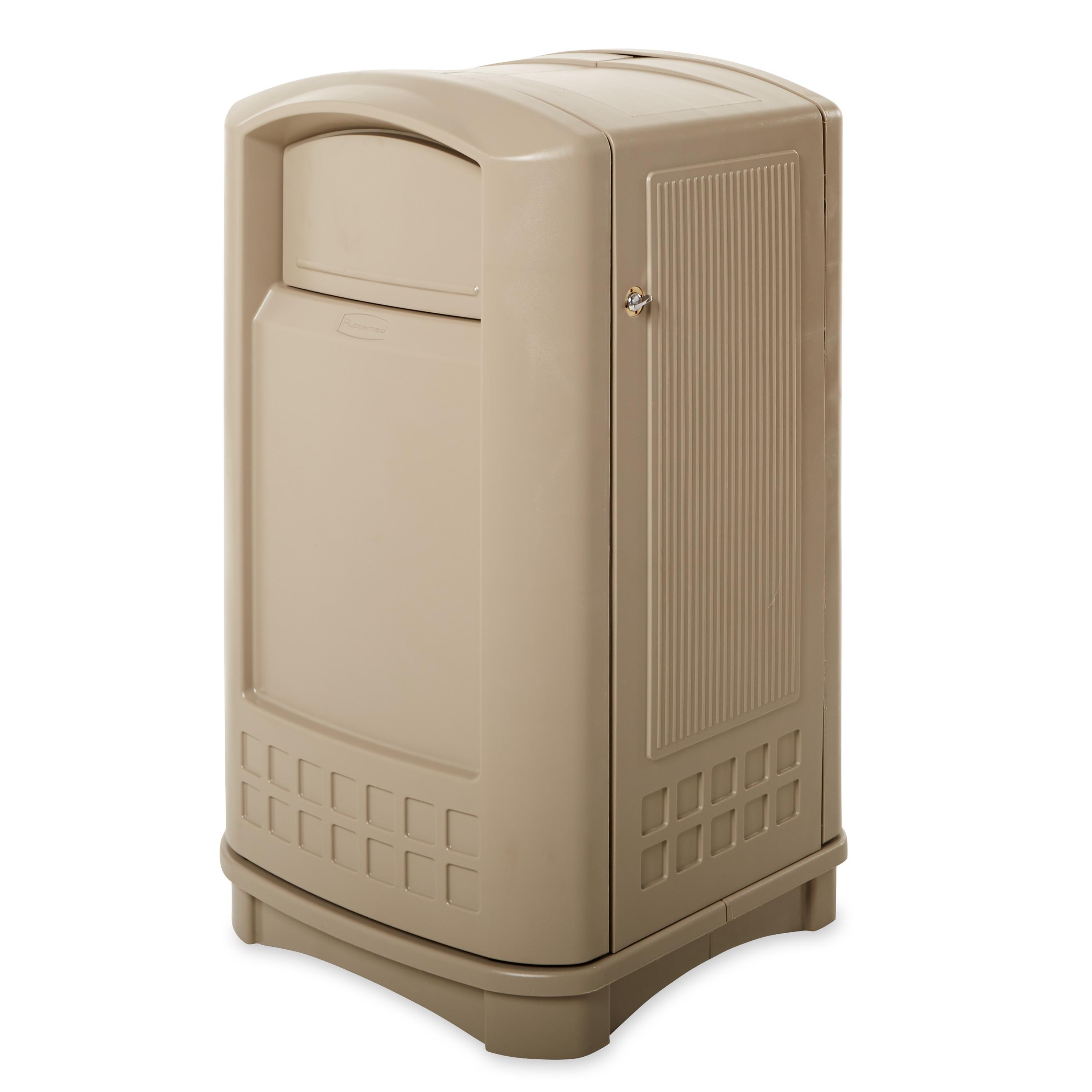Outdoor Trash Receptacle 24.75X25.25X42.13 IN 50 GAL Beige Resin 1/Each