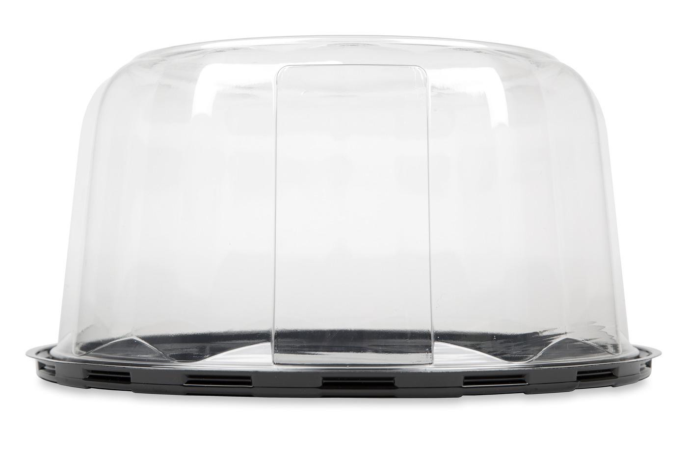 Cake Container & Lid Combo With Dome Lid 10.75X5.5 IN PET Black Clear Round 50/Case