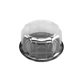 Cake Container & Lid Combo With Dome Lid 10.75X5.5 IN PET Black Clear Round 50/Case