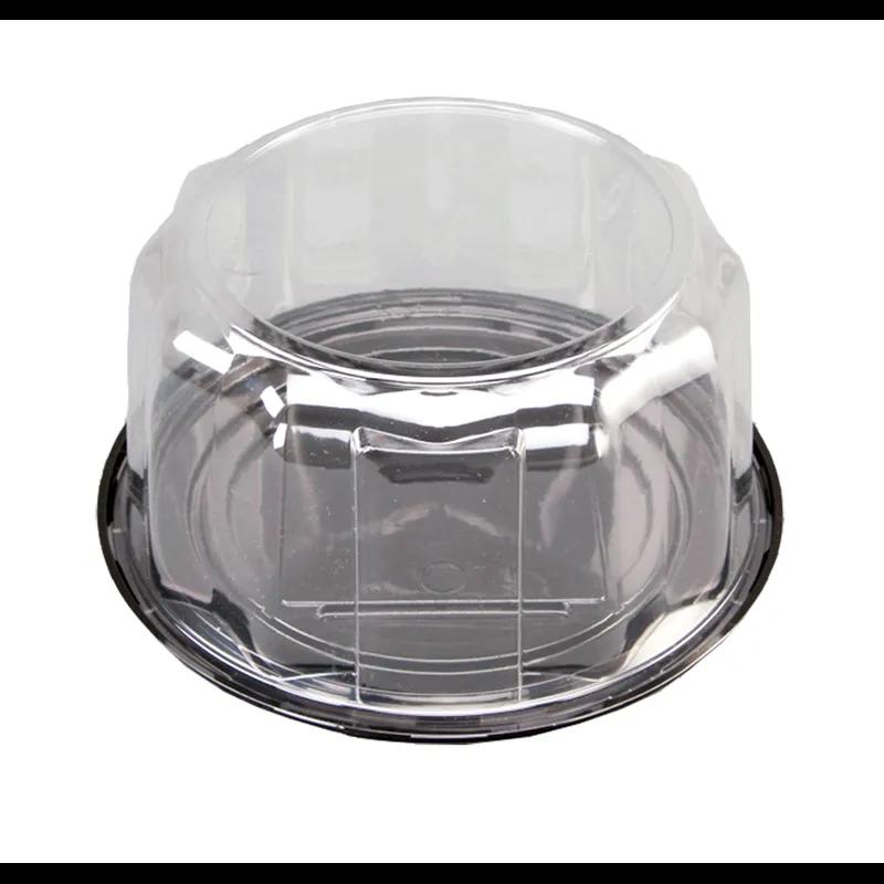 Cake Container & Lid Combo With Dome Lid 10.75X5.5 IN PET Black Clear Round 50/Case