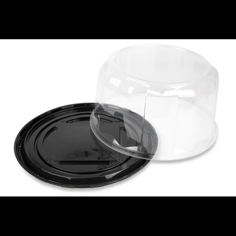 Cake Container & Lid Combo With Dome Lid 10.75X5.5 IN PET Black Clear Round 50/Case