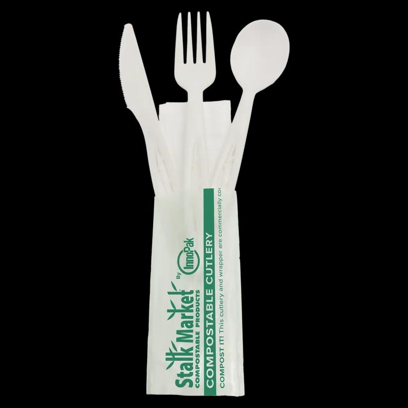 Stalk Market Cutlery Kit 6.5 IN White Individually Wrapped With Napkin 250/Case