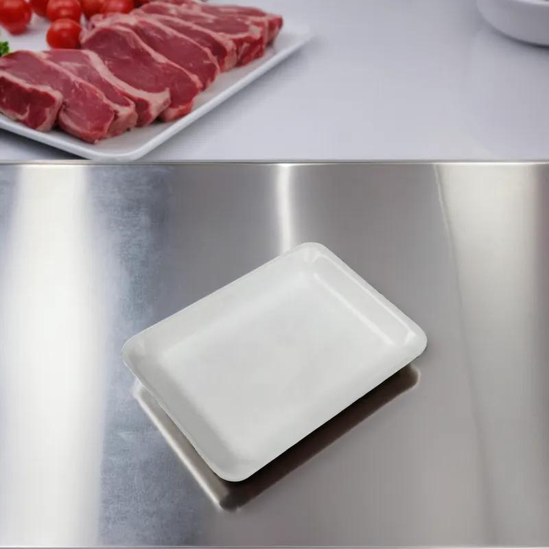 4L Meat Tray 7.25X9.25X1.25 IN Polystyrene Foam White Heavy 500/Bundle