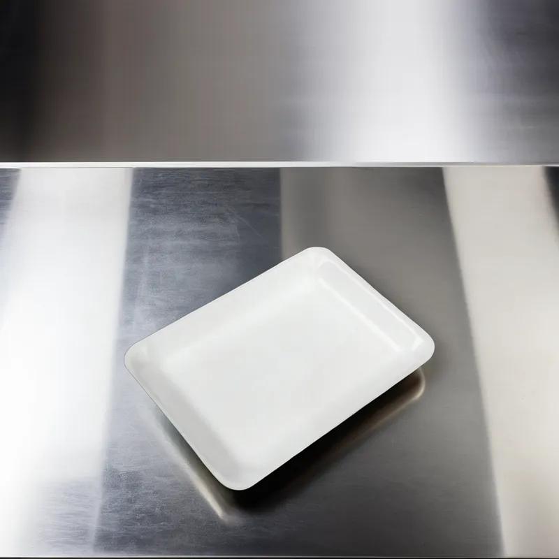 4L Meat Tray 7.25X9.25X1.25 IN Polystyrene Foam White Heavy 500/Bundle