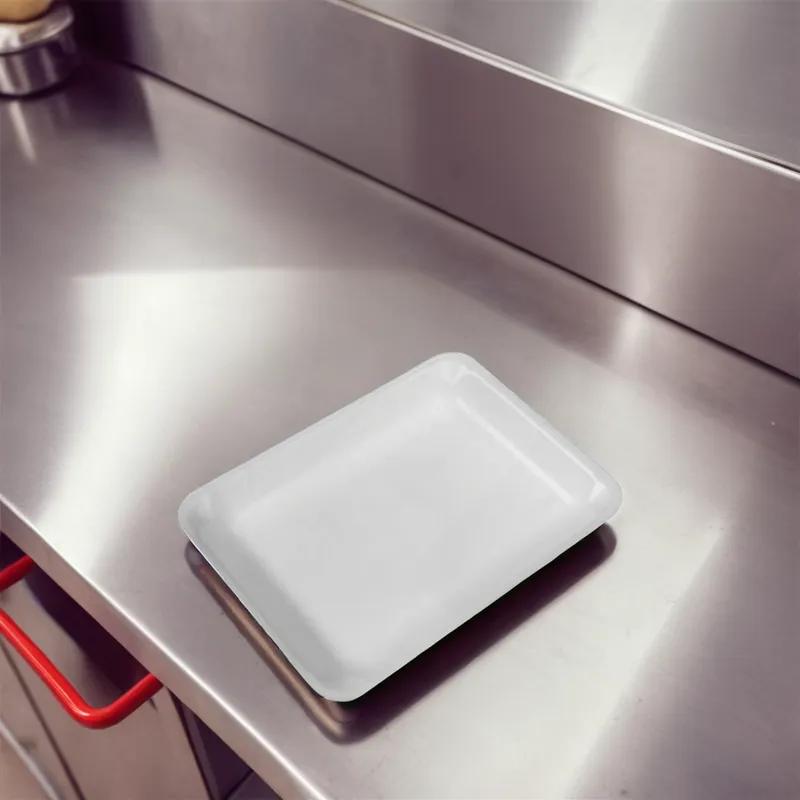 4L Meat Tray 7.25X9.25X1.25 IN Polystyrene Foam White Heavy 500/Bundle