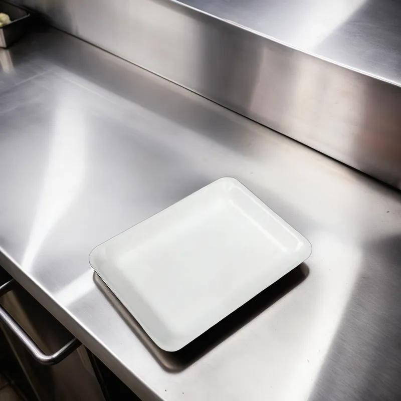 4L Meat Tray 7.25X9.25X1.25 IN Polystyrene Foam White Heavy 500/Bundle