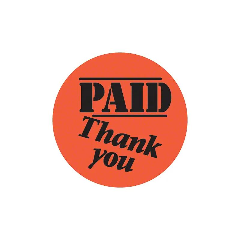 Paid Thank You Label 1.5 IN Round 500/Roll