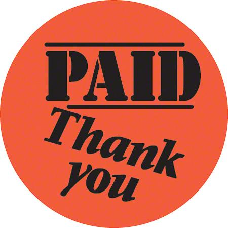 Paid Thank You Label 1.5 IN Round 500/Roll