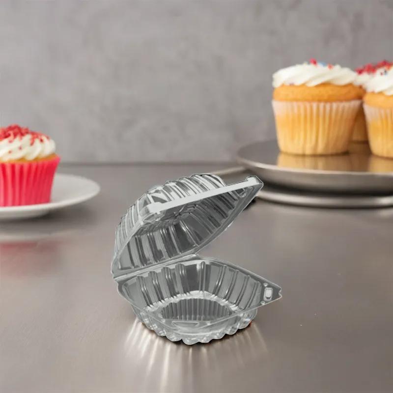 Cupcake Hinged Container 5 IN Plastic Clear 500/Case