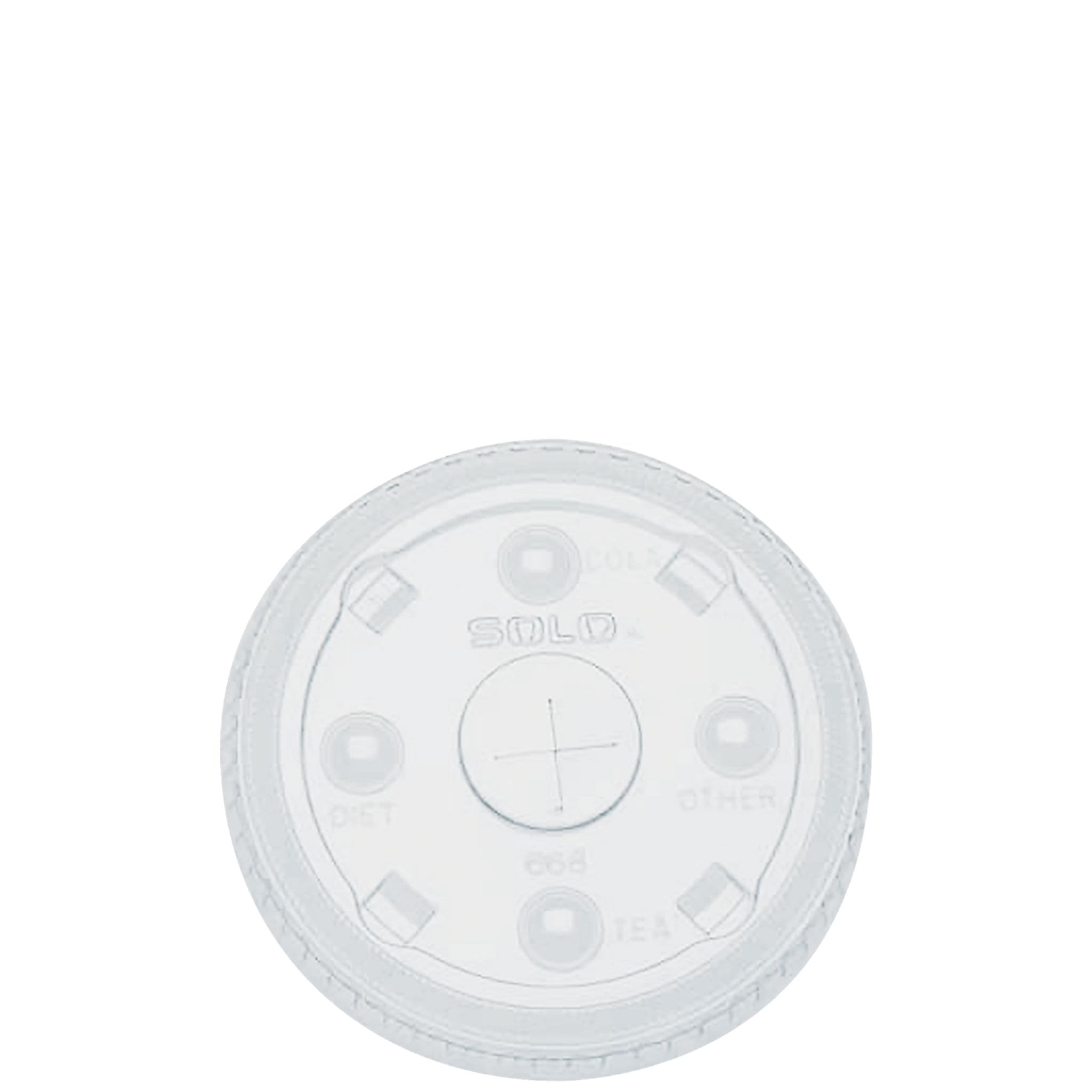 Solo® Lid Flat 3.633X0.39 IN PET Clear Round For 12-24 FLOZ Cold Cup Straw Slot Freezer Safe 50 Count/Pack 10 Packs/Case
