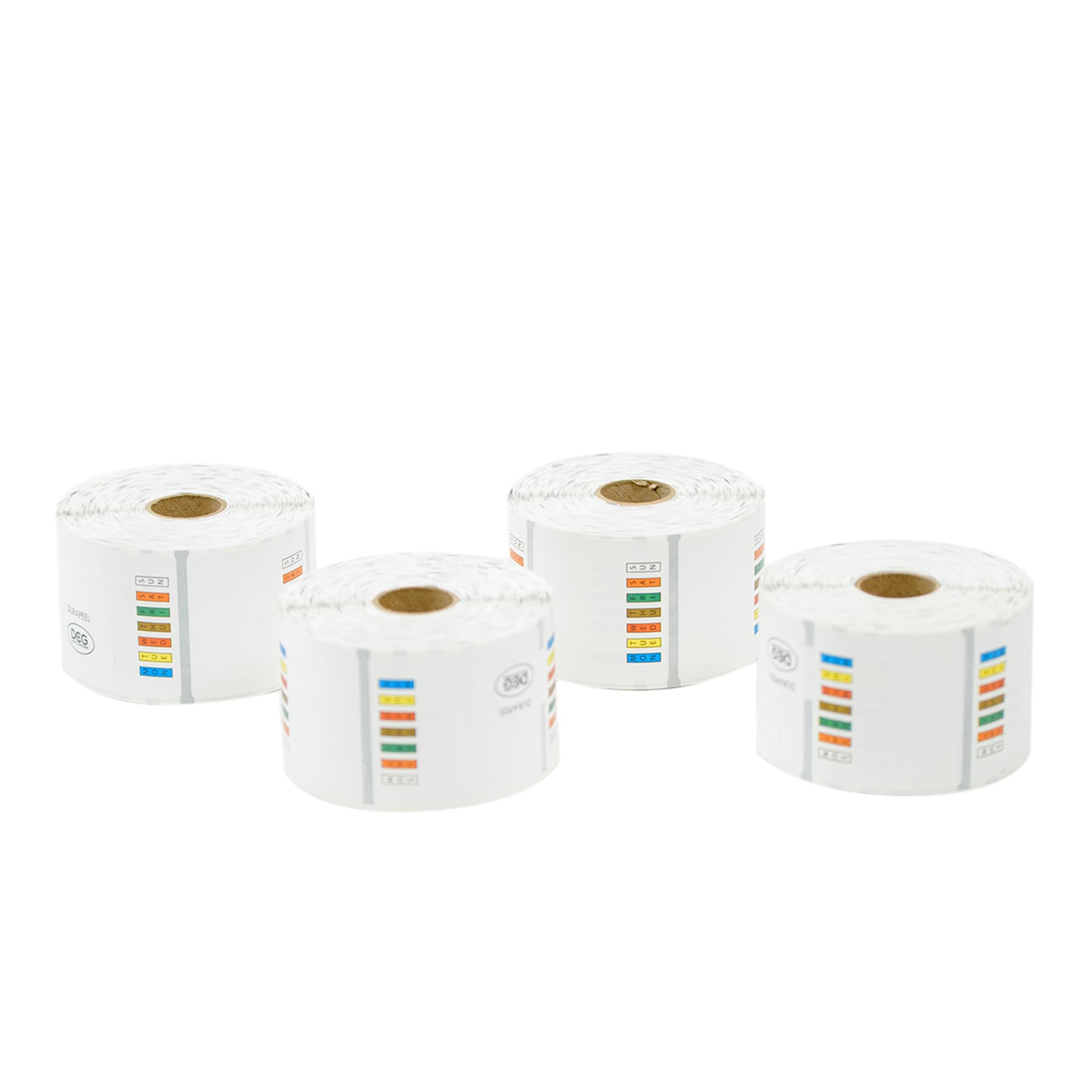 DateCodeGenie® DuraPeel™ Label 2X2 IN Multicolor Removable Waterproof 4/Pack