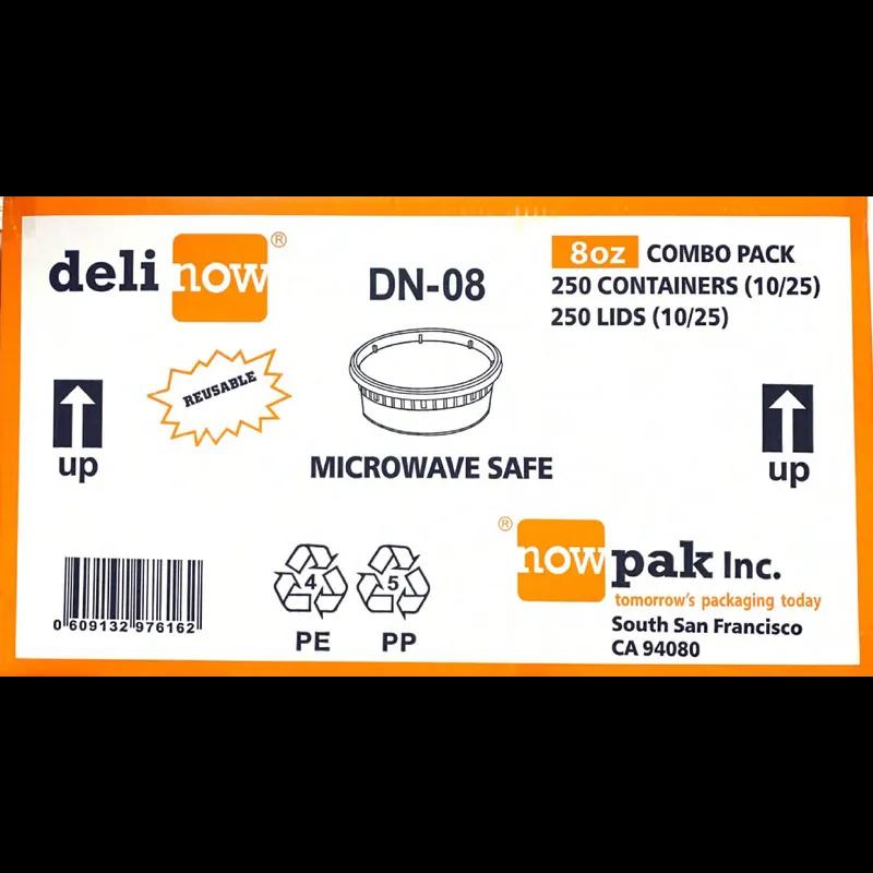 Deli Container Base & Lid Combo 8 OZ Plastic 250/Case