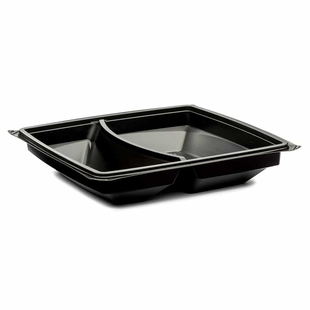 The BOTTLEBOX ® Plate 10.25X10.25X1.95 IN 2 Compartment PP Black Square 300/Case
