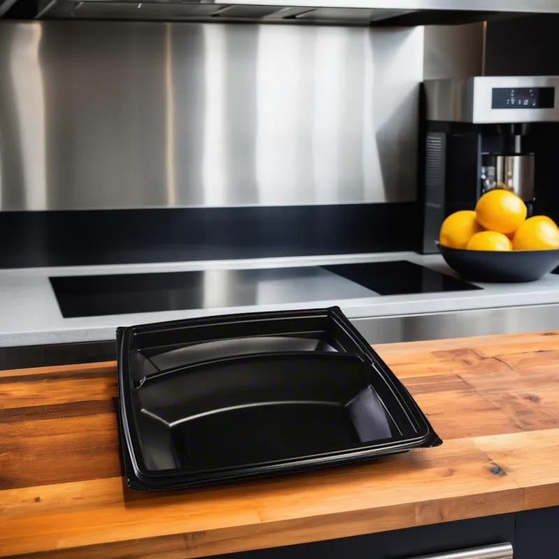 Plate 10X10 IN 2 Compartment Black Square 300/Case