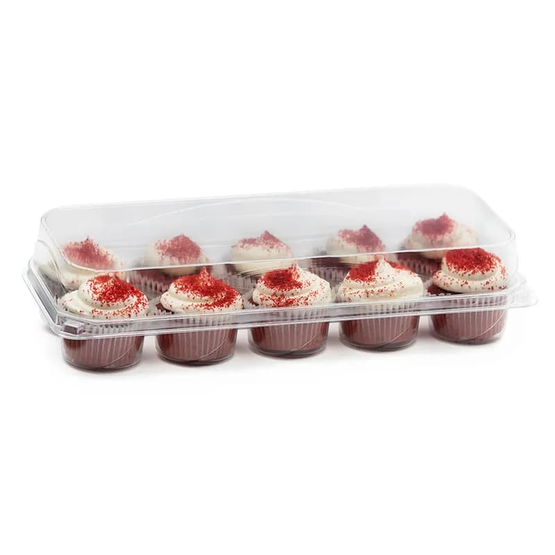 The BOTTLEBOX ® Mini Muffin Container 5.5X9.37X1.53 IN 10 Compartment PET Clear Rectangle Freezer Safe 150/Case