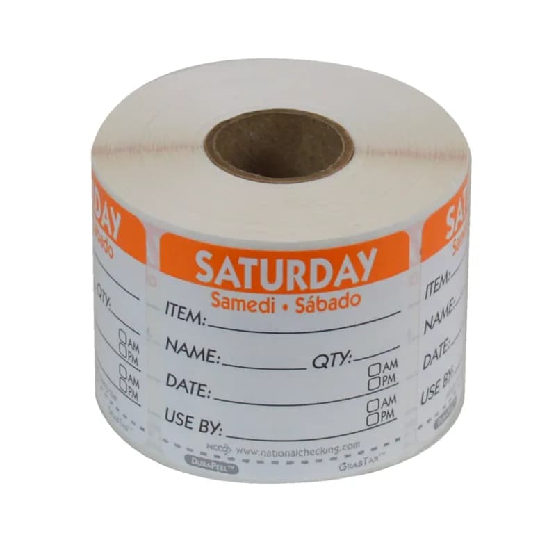 DuraPeel™ Saturday Prep Item Label 2X2 IN Removable Waterproof 500/Roll
