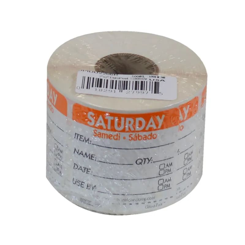 DuraPeel™ Saturday Prep Item Label 2X2 IN Removable Waterproof 500/Roll