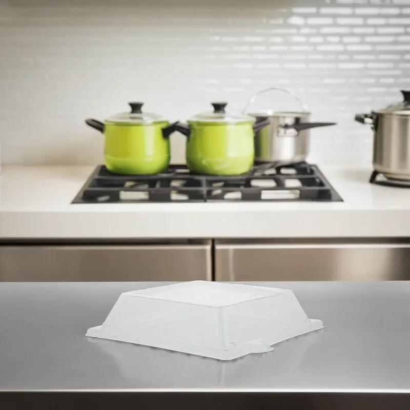 PrimeWare® Lid 8X8 IN PET Clear Square For Plate Freezer Safe 125 Count/Pack 4 Packs/Case