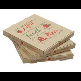 Pizza Box 28X28X2 IN Corrugated Cardboard Kraft/Kraft Stock Print C-Flute 25/Case