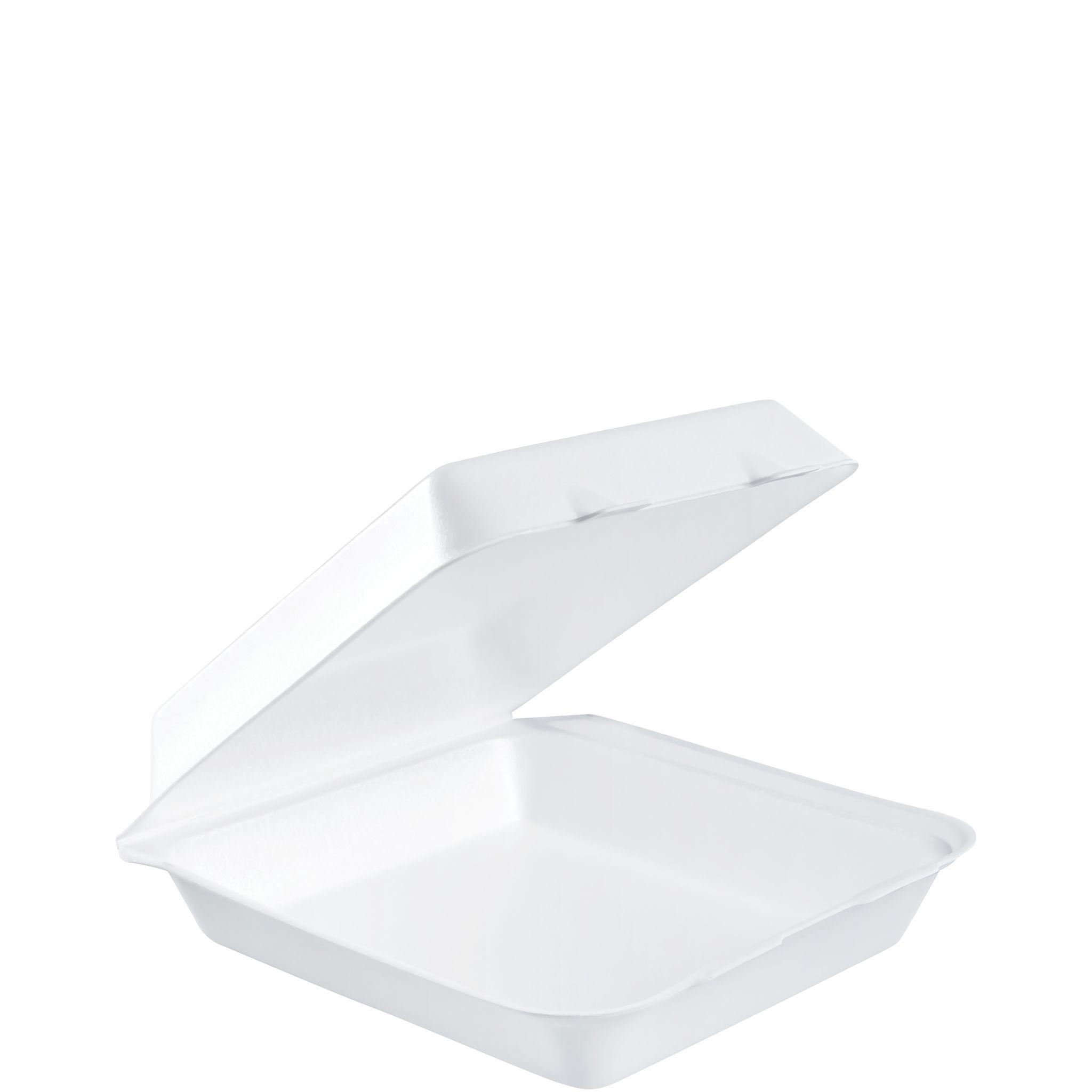 Dart® Take-Out Container Hinged 7.83X8.4X2.5 IN XPS White Happy Face Insulated 100 Count/Bag 2 Bags/Case 200 Count/Case