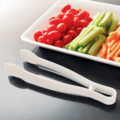 Tongs 9 IN Plastic White 48/Case