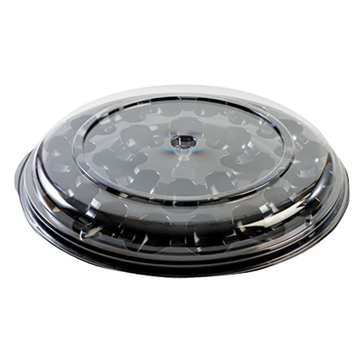 Deviled Egg Serving Tray Base & Lid Combo With Dome Lid 12.5X1.9 IN 24 Compartment PET Black Clear Round 50/Case