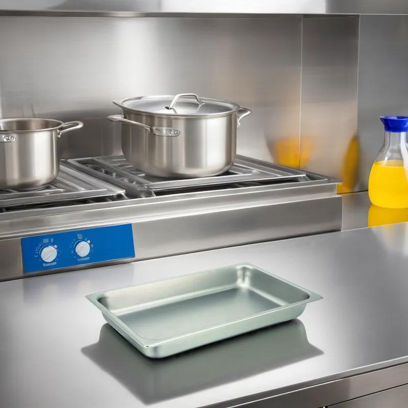 Food Pan Full Size Rectangle 18/8 Stainless Steel 25GA Straight Sided 1/Each