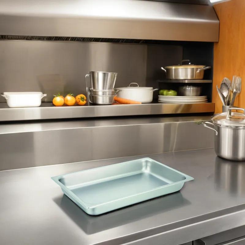 Food Pan Full Size Rectangle 18/8 Stainless Steel 25GA Straight Sided 1/Each
