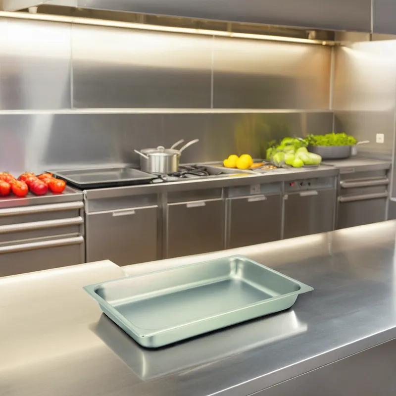 Food Pan Full Size Rectangle 18/8 Stainless Steel 25GA Straight Sided 1/Each