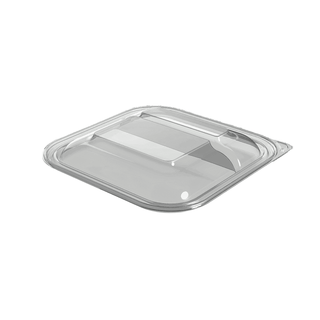 Thermosource Tooling Lid 9X9X1 IN 2 Compartment PET Clear For Container 400/Case