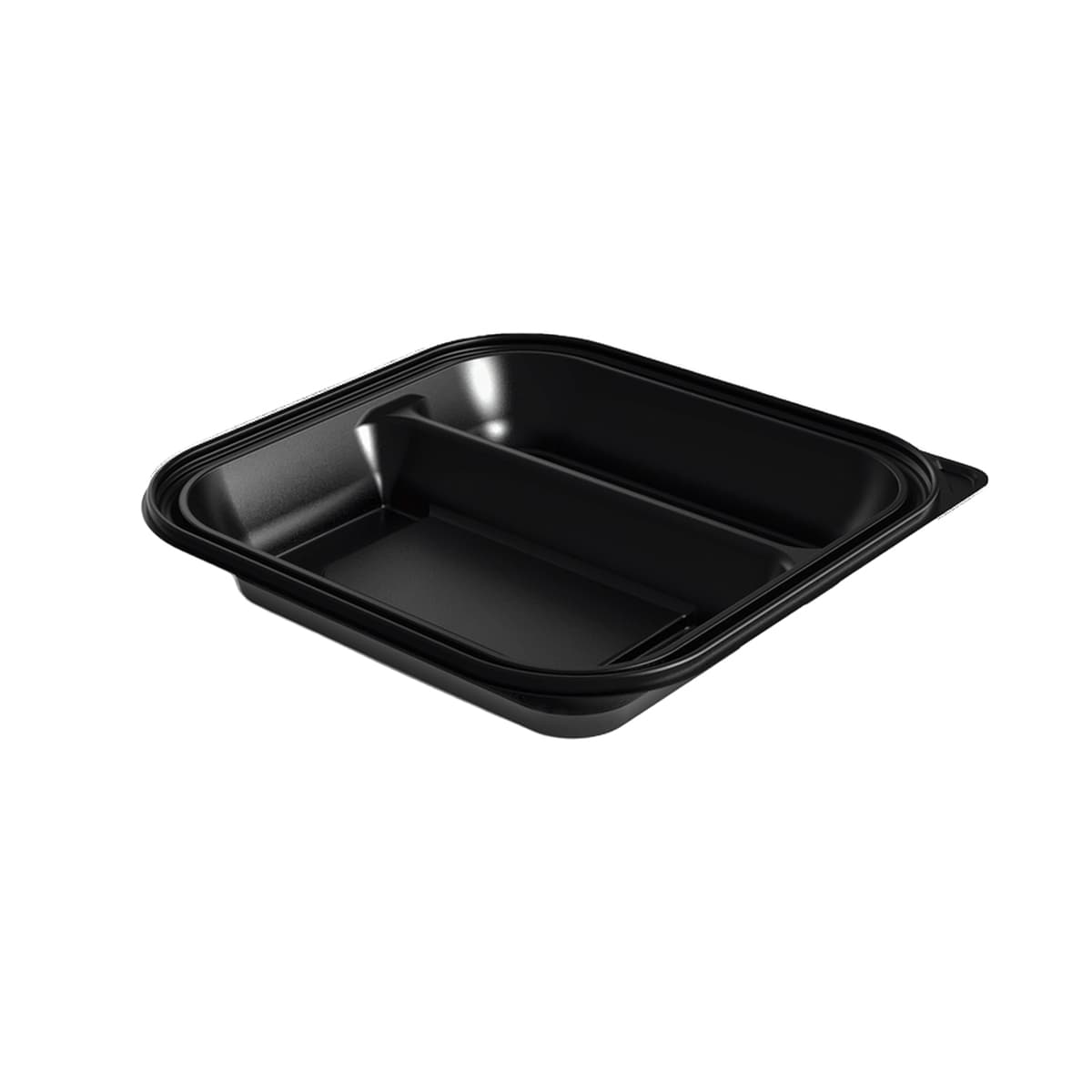 Thermosource Tooling Take-Out Container Base 9.25X9.25X1.25 IN 2 Compartment Black 400/Case