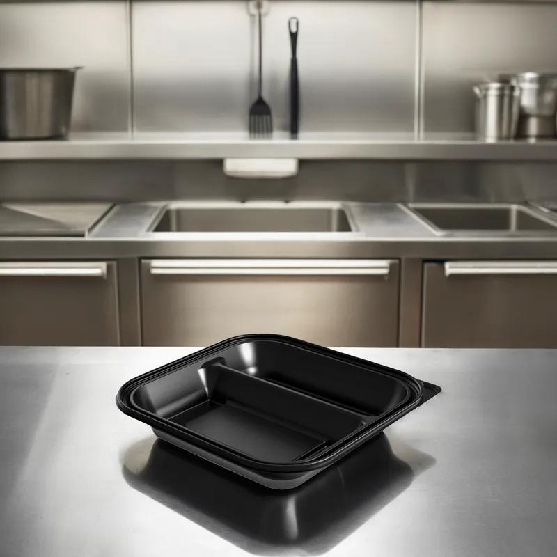 Thermosource Tooling Take-Out Container Base 9.25X9.25X1.25 IN 2 Compartment Black 400/Case