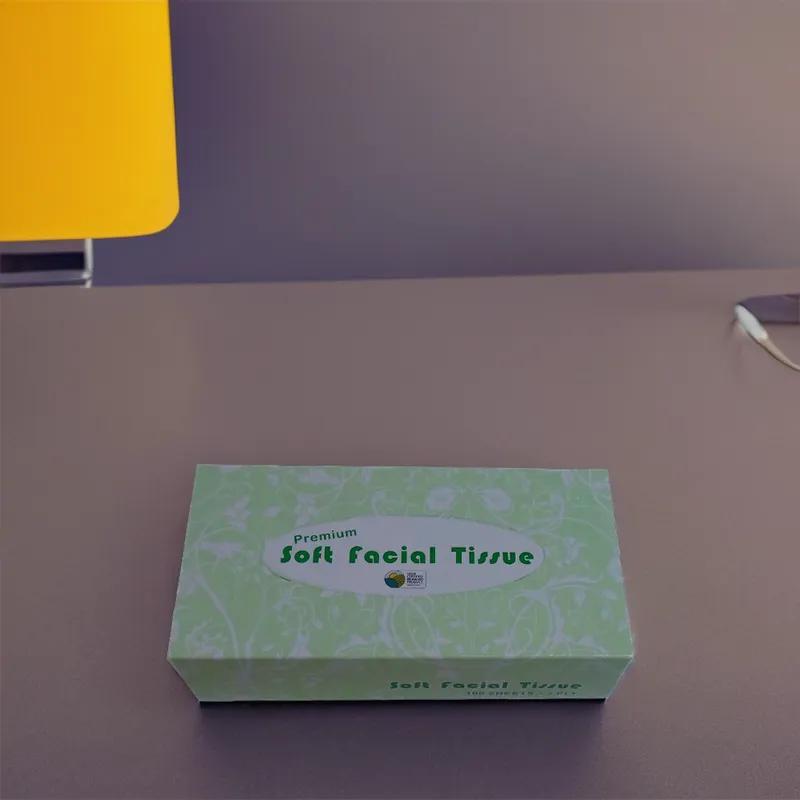 Facial Tissue 7.67X8.07 IN 2PLY White Premium Flat Box 100 Count/Pack 30 Packs/Case 3000 Sheets/Case