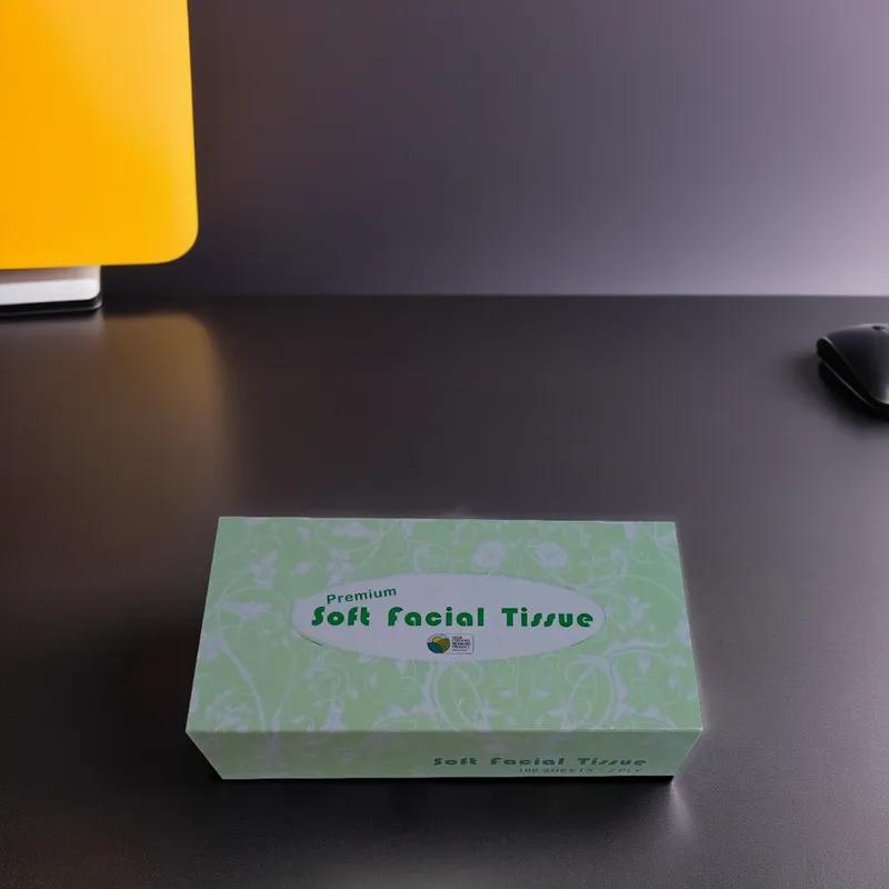 Facial Tissue 7.67X8.07 IN 2PLY White Premium Flat Box 100 Count/Pack 30 Packs/Case 3000 Sheets/Case