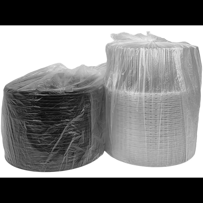 DisplayCake® Bakery Container & Lid Combo With High Dome Lid 10 IN PS Black Clear Round 2-3 Layer 80/Case
