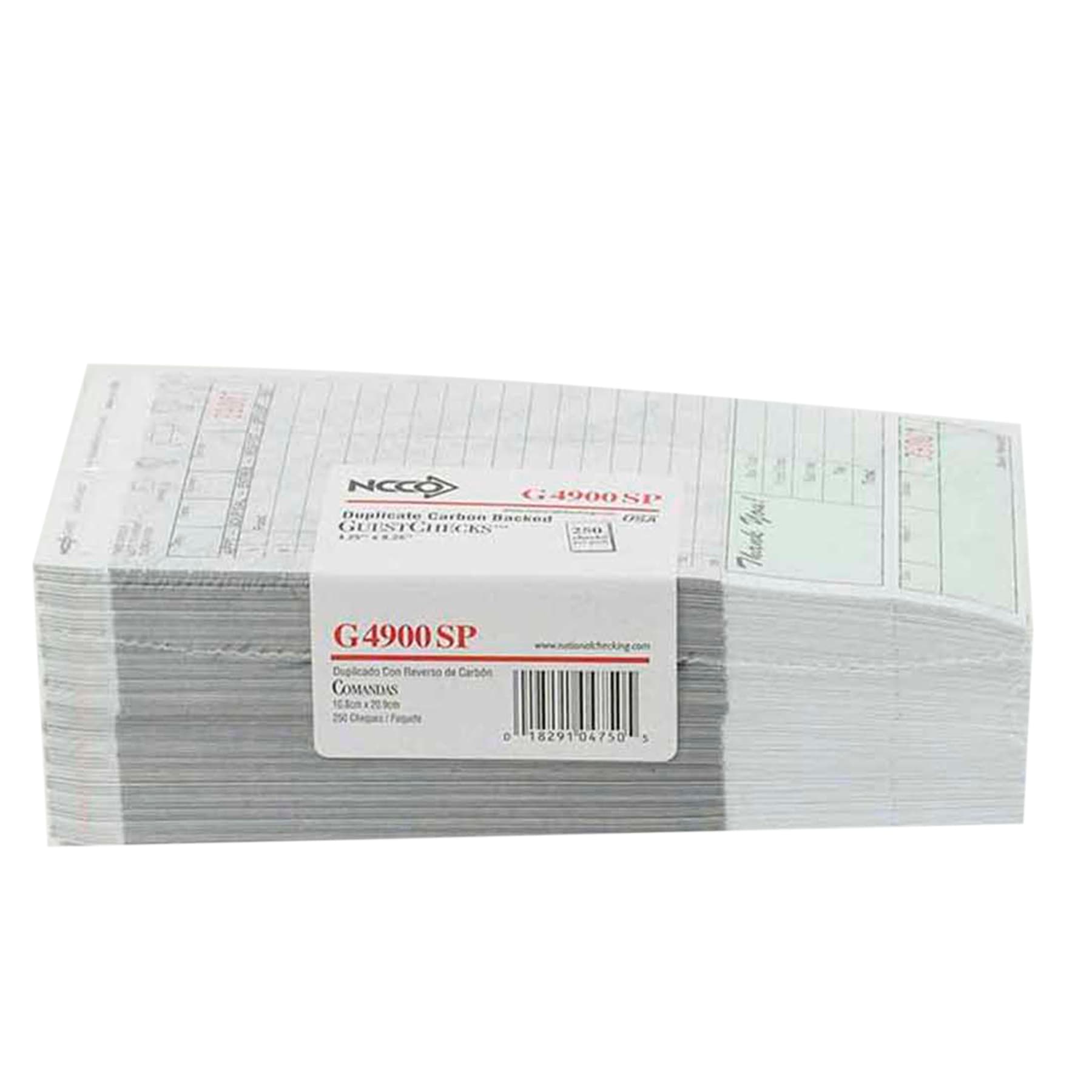 Guest Check 4.25X8.25 IN Green Large Duplicate Carbon-Backed 50 Count/Pack 50 Packs/Case