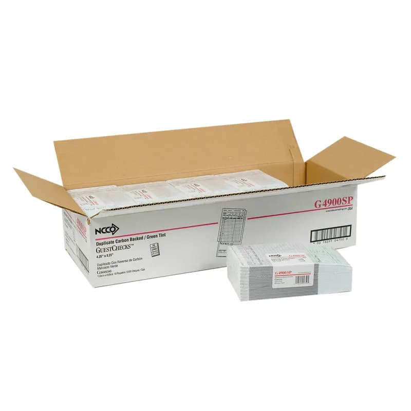 Guest Check 4.25X8.25 IN Green Large Duplicate Carbon-Backed 50 Count/Pack 50 Packs/Case