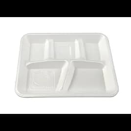 Enviroware Cafeteria & School Lunch Tray 10.38X8.31X1.16 IN 5 Compartment PS White 500/Case
