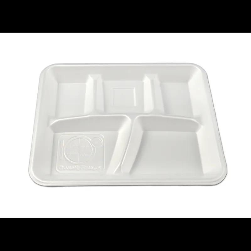 Enviroware Cafeteria & School Lunch Tray 10.38X8.31X1.16 IN 5 Compartment PS White 500/Case